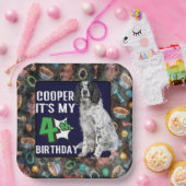 Assiettes En Carton Chien Personnalisé fête de 4e anniversaire Plaques (Fête)