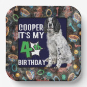Assiettes En Carton Chien Personnalisé fête de 4e anniversaire Plaques (Recto)