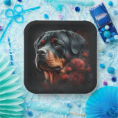Assiettes en carton chien Rottweiler (Fête)