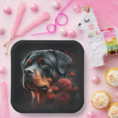 Assiettes en carton chien Rottweiler (Fête)