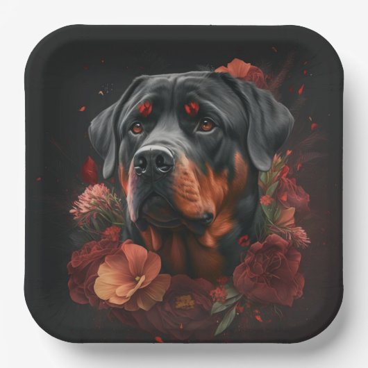 Assiettes en carton chien Rottweiler (Recto)