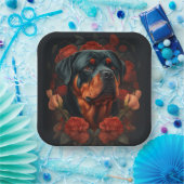 Assiettes en carton chien Rottweiler (Fête)