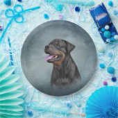 Assiettes En Carton Chien Rottweiler (Fête)