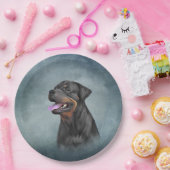 Assiettes En Carton Chien Rottweiler (Fête)