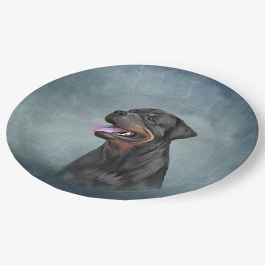 Assiettes En Carton Chien Rottweiler (Angle)
