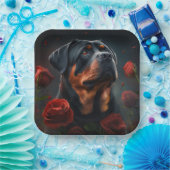 Assiettes en carton chien Rottweiler (Fête)
