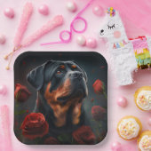 Assiettes en carton chien Rottweiler (Fête)