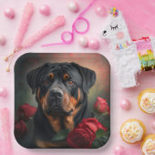 Assiettes en carton chien Rottweiler  (Fête)