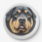 Assiettes En Carton Chien Rottweiler 3D inspiré (Devant)