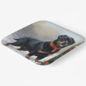 Assiettes En Carton Chien Rottweiler pendant Noël de neige (Angulaire)
