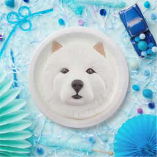 Assiettes En Carton Chien Samoyède Inspiré de la 3D