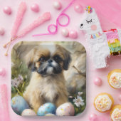 Assiettes En Carton Chien Shih Tzu avec Oeufs de Pâques Fête (Fête)