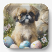 Assiettes En Carton Chien Shih Tzu avec Oeufs de Pâques Fête (Recto)