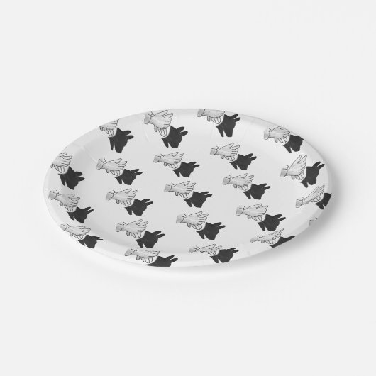 Assiettes En Carton Chien Silhouette main (Angle)