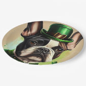 Assiettes En Carton Chien-taureau français en tenue de la Saint Patric (Angle)