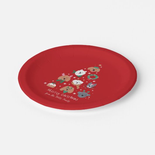 Assiettes En Carton Chien Thème Rouge Noël (Angle)