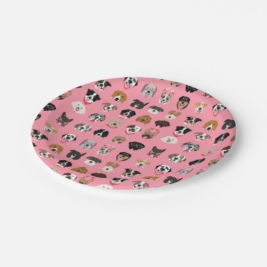 Assiettes En Carton Chien Valentine Face Motif (Angle)