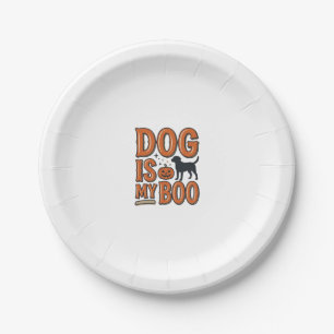 Assiettes En Carton Chien Vintage Est Mon Boo Halloween Conception de