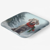 Assiettes En Carton Chien Weimaraner à Noël de neige (Angulaire)