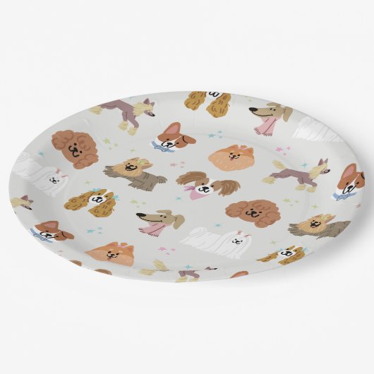 Assiettes En Carton Chiens Animaux (Angle)