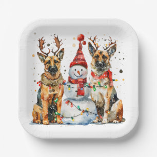 Assiettes En Carton Chiens bergers allemands de Noël