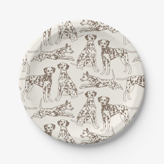 Assiettes En Carton Chiens Brown de Dalmatie (Devant)