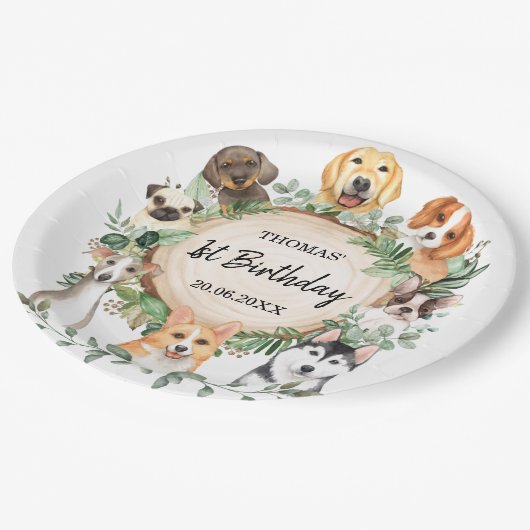 Assiettes En Carton Chiens Chiens Chiens Pooch Animaux Fête d'annivers (Angle)