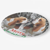 Assiettes En Carton Chiens de basset de Joyeux Noël (Angle)