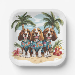 Assiettes En Carton Chiens de Basset Hound Chemises hawaïennes