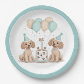 Assiettes En Carton Chiens de caniche normaux d'anniversaire (Devant)