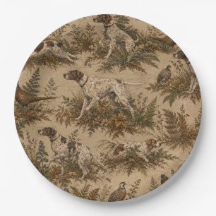 Assiettes En Carton Chiens de chasse et gibier à plumes de style vinta