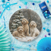 Assiettes En Carton Chiens de chiot de Noël Goldendoodle (Fête)
