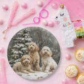 Assiettes En Carton Chiens de chiot de Noël Goldendoodle (Fête)