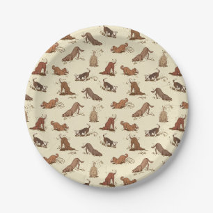 Assiettes En Carton Chiens de fouille - motif de vacances de plage.