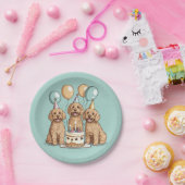 Assiettes En Carton Chiens de Goldendoodle d'anniversaire (Fête)