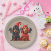Assiettes En Carton Chiens de Halloween Dachshund Devil Bat (Fête)