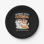 Assiettes En Carton Chiens de jeu avec Flower Crowns - Fun Spring Them (Devant)