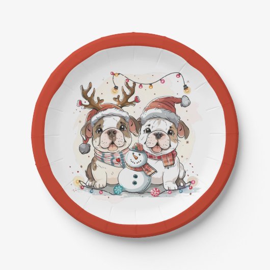 Assiettes En Carton Chiens de Noël (Devant)