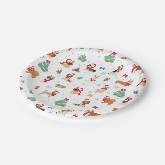 Assiettes En Carton Chiens de Noël en accessoires de vacances (Angle)
