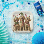 Assiettes En Carton Chiens de Noël Golden Retriever (Fête)