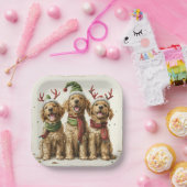 Assiettes En Carton Chiens de Noël Golden Retriever (Fête)