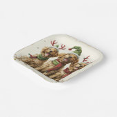Assiettes En Carton Chiens de Noël Golden Retriever (Angulaire)
