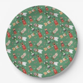 Assiettes En Carton Chiens de Noël Motif Rouge Vert (Devant)