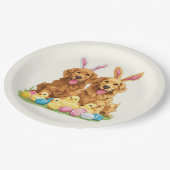 Assiettes En Carton Chiens de Pâques Golden Retriever Chiens Bunny Ore (Angle)