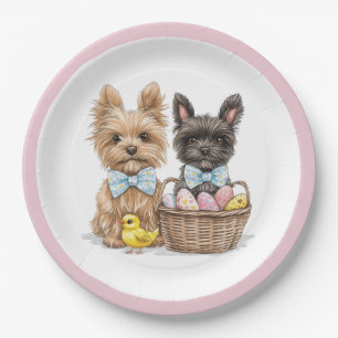 Assiettes En Carton Chiens de Pâques Yorkshire Terrier