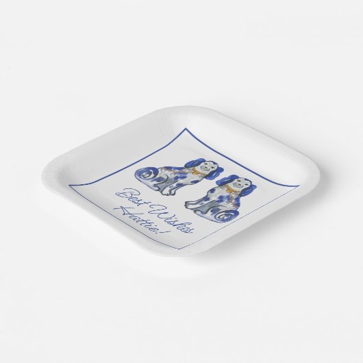 Assiettes En Carton Chiens de Staffordshire aquarelle (Angulaire)