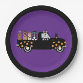 Assiettes En Carton Chiens D'Halloween Dans Un Camion De Ramassage (Devant)