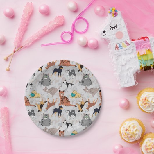 Assiettes En Carton Chiens Et Chats Cutes Design Motif (Fête)