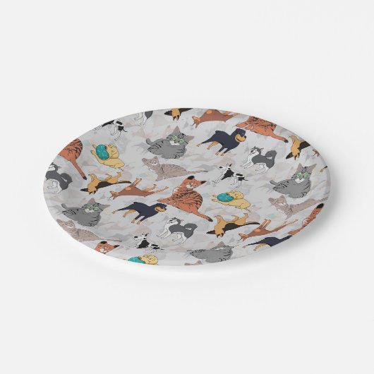 Assiettes En Carton Chiens Et Chats Cutes Design Motif (Angle)