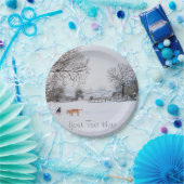 Assiettes En Carton chiens jouer hiver neige paysage noël (Fête)